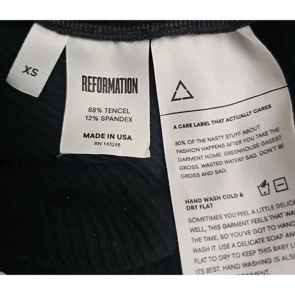 REFORMATION Rania Ribbed Zipper Black Mini Dress NOWT - Picture 9 of 9